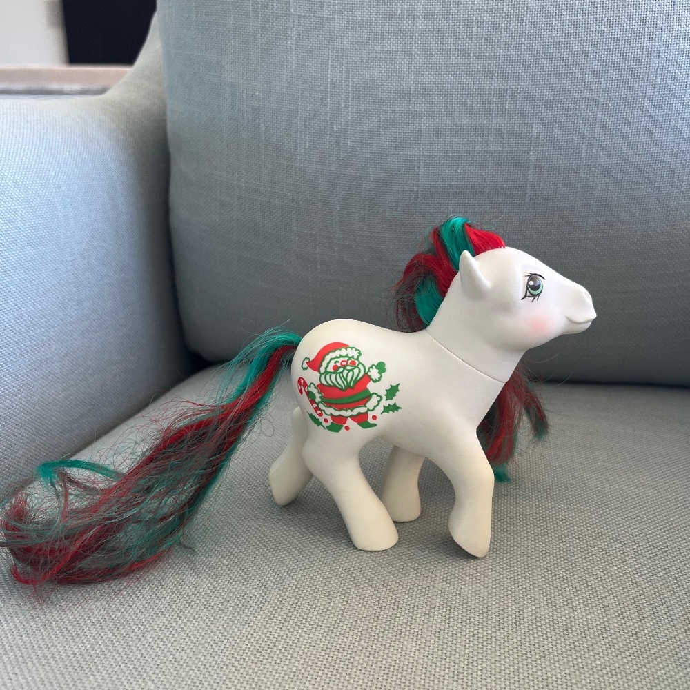Vintage My Little Pony G1 Merry Treat Pony Christmas Holiday White Red Green